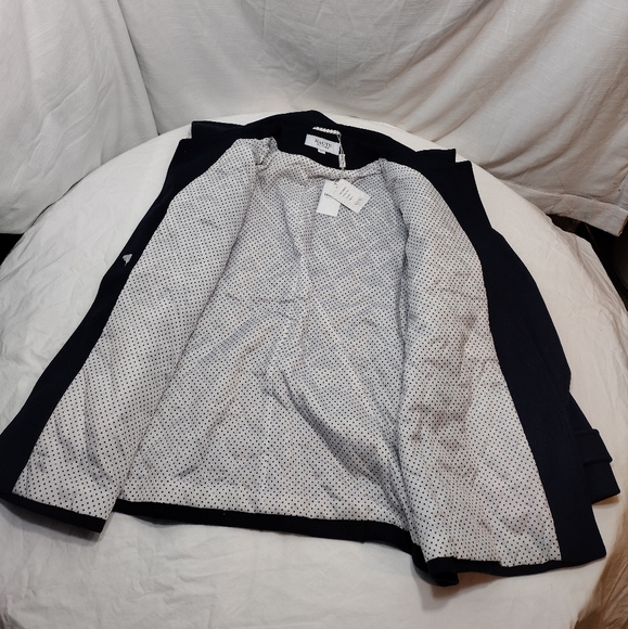 Haute Edition Navy Blue Wool Blend Peacoat With Oversized Scarf - Picture 10 of 12